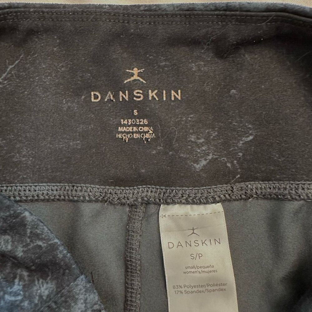 Danskin Watercolor Print Legging Black Side Pockets High Rise Active Pants Small - Picture 4 of 4